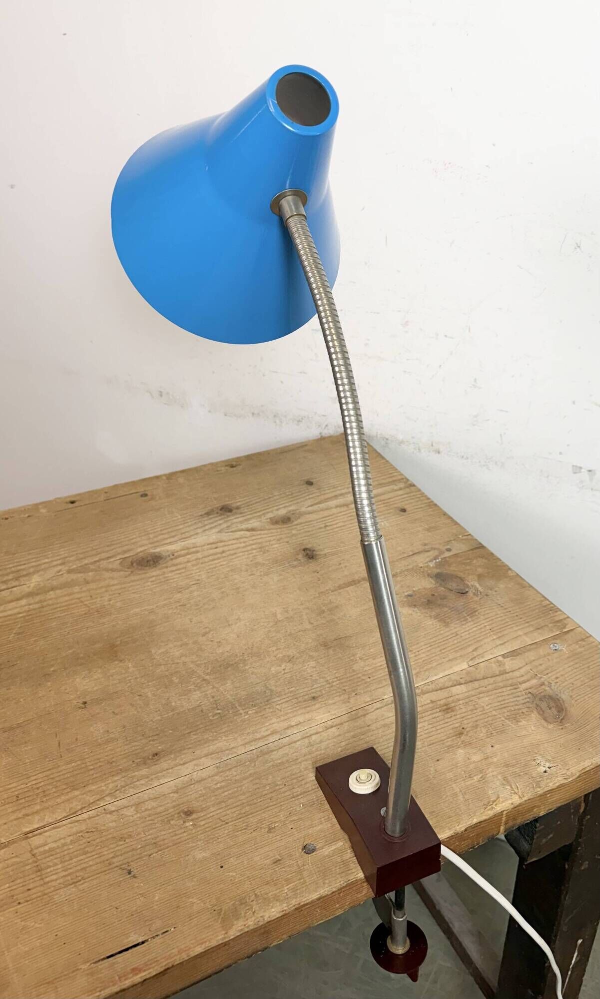 Blue Industrial German Workshop Table Lamp from Reif Dresden, 1960s