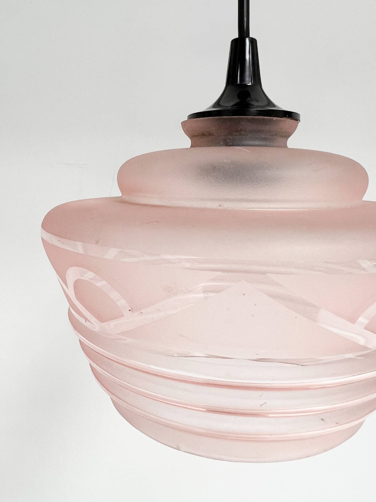 Pink glass ceiling lamp (per piece), 1960s