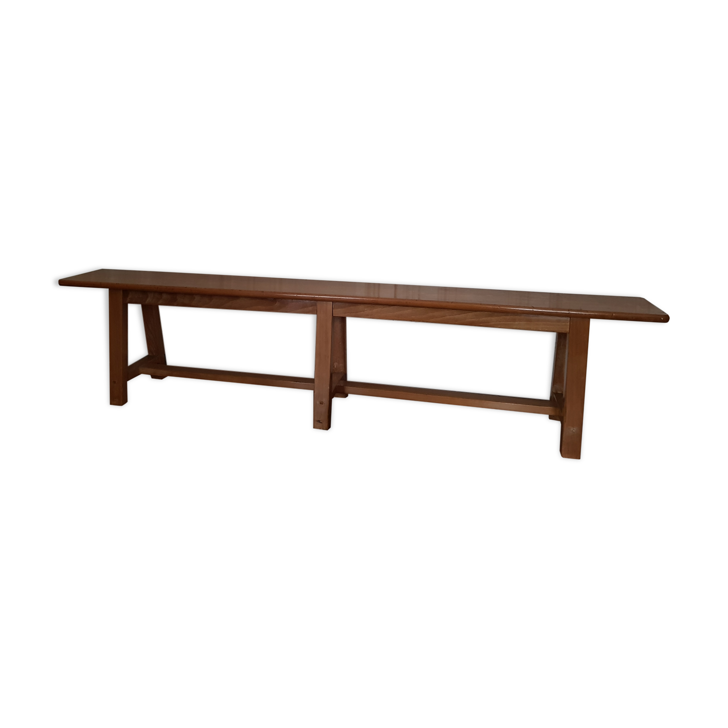 Varnished wooden bench
