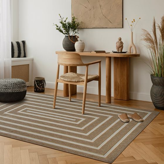 Geometric patterned jute rug 190x290 cm