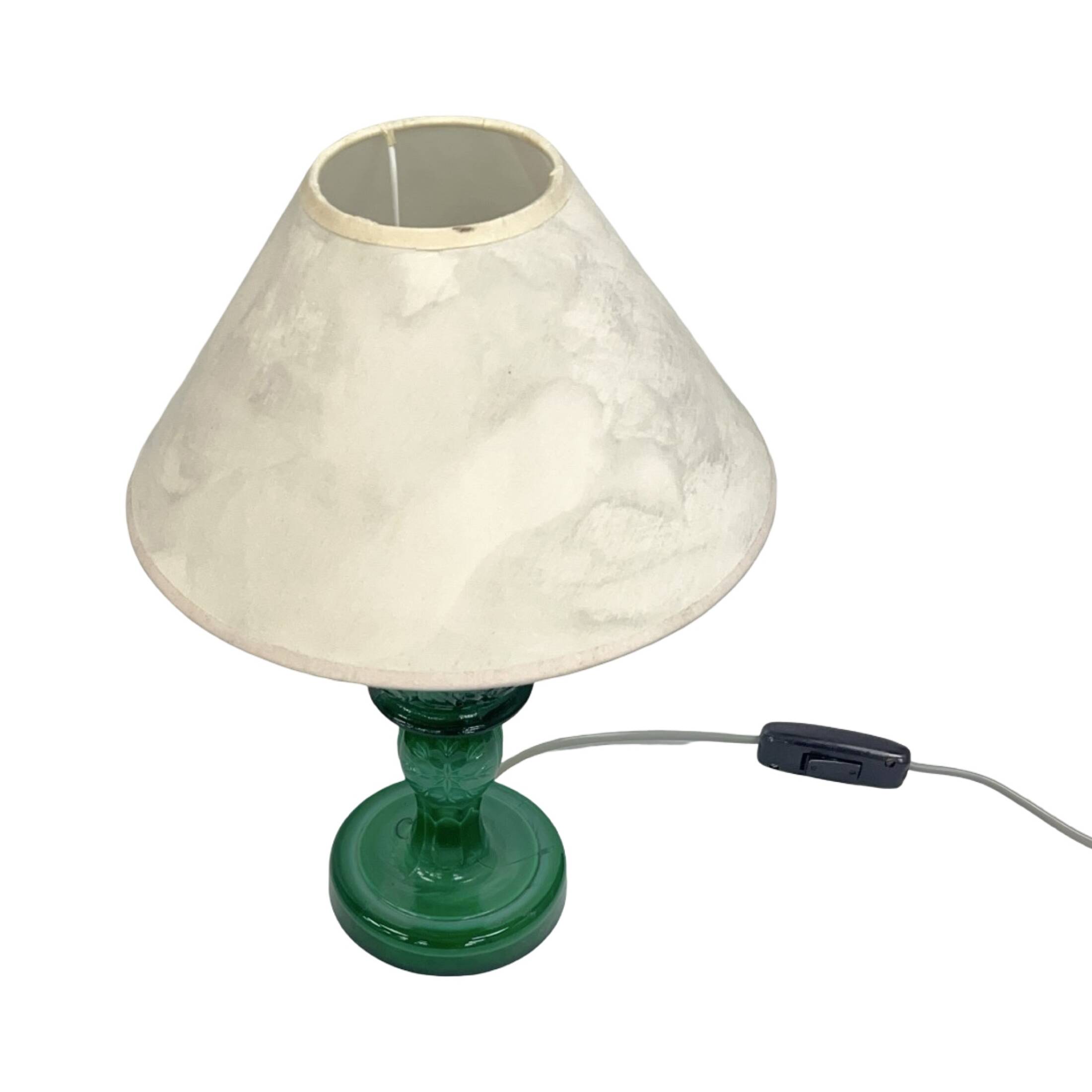 Malachite glass table lamp, Czechoslovakia, 1960s | Vintage MCM