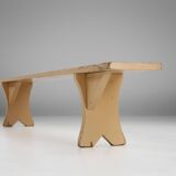 Rustic hand crafted Beige Wooden Bench, France, 1900s