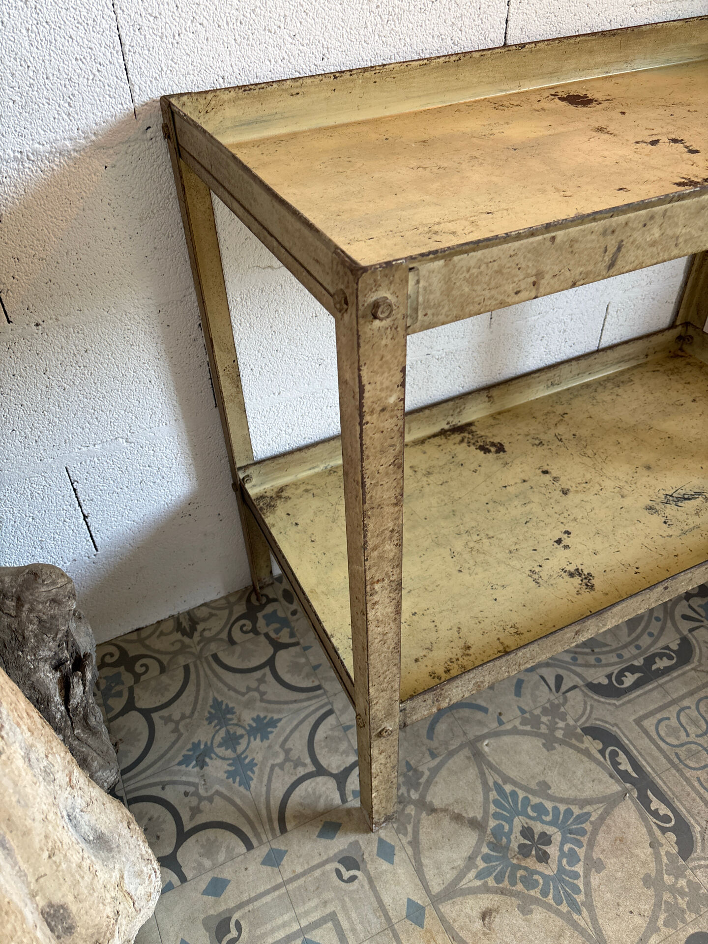 Beige metal shelf