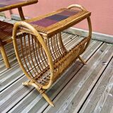 Rattan coffee table and magazine rack