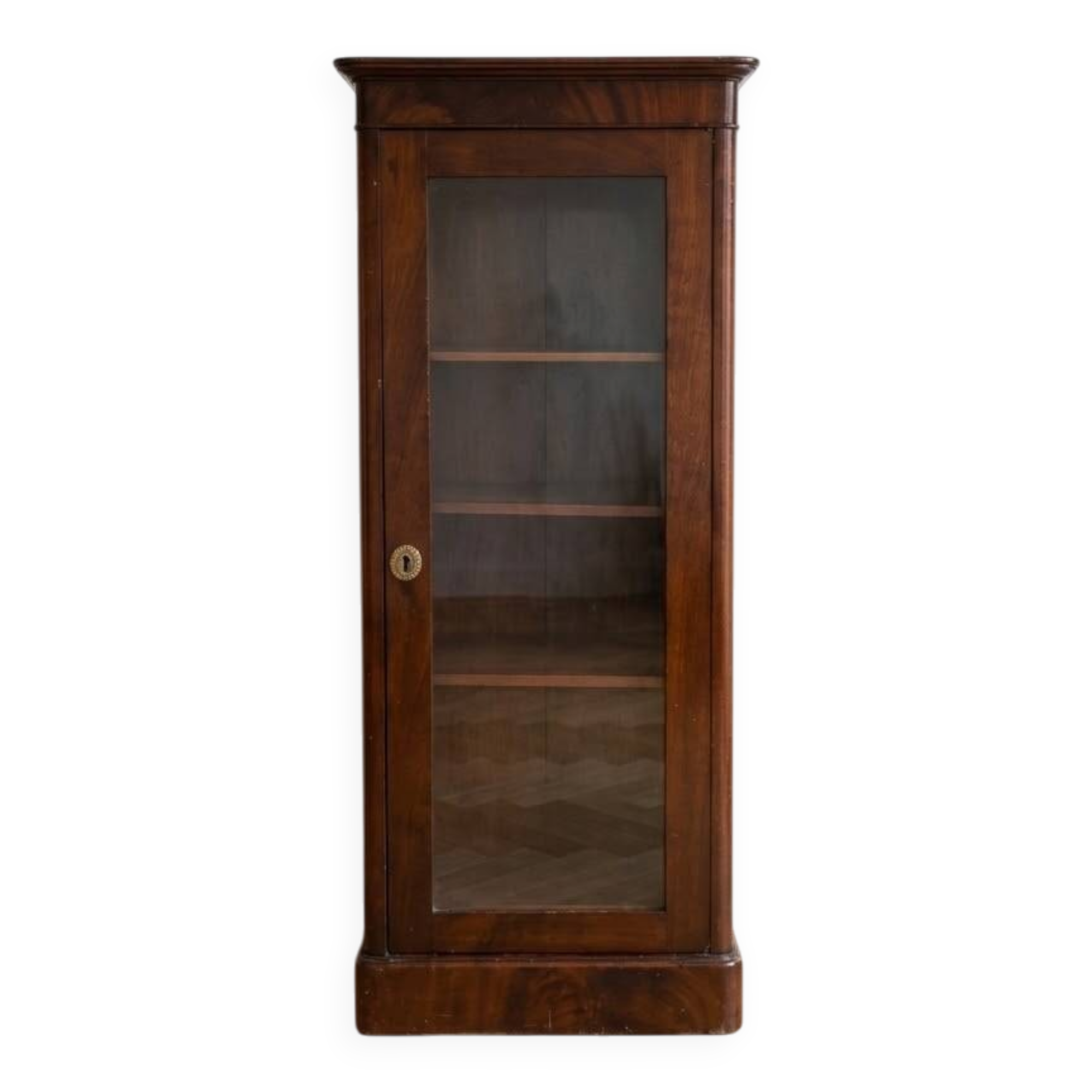 Petit meuble de rangement vitré ancien en bois