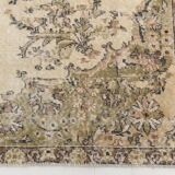 7x9 Cream & Green Floral Pattern Vintage Area Rug, 202x278Cm