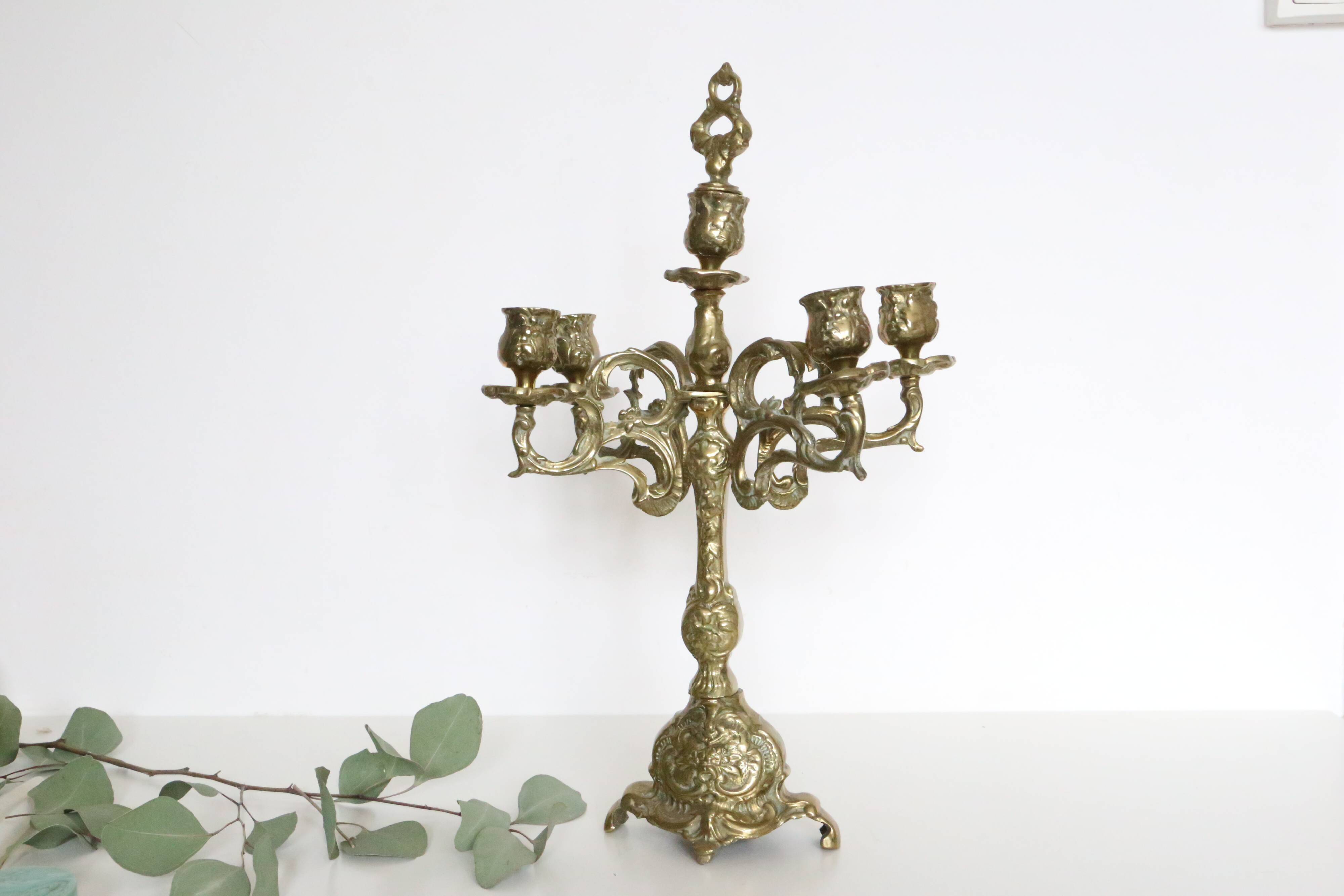 Candelabra and its smother, 5 lights, bronze