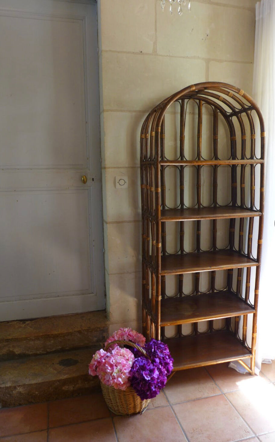 Vintage rattan library