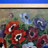 Oil on canvas with a bouquet of flowers, signed and framed