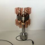 Lampe veca fontana arte verre fumé rose orange vintage 60.s rare