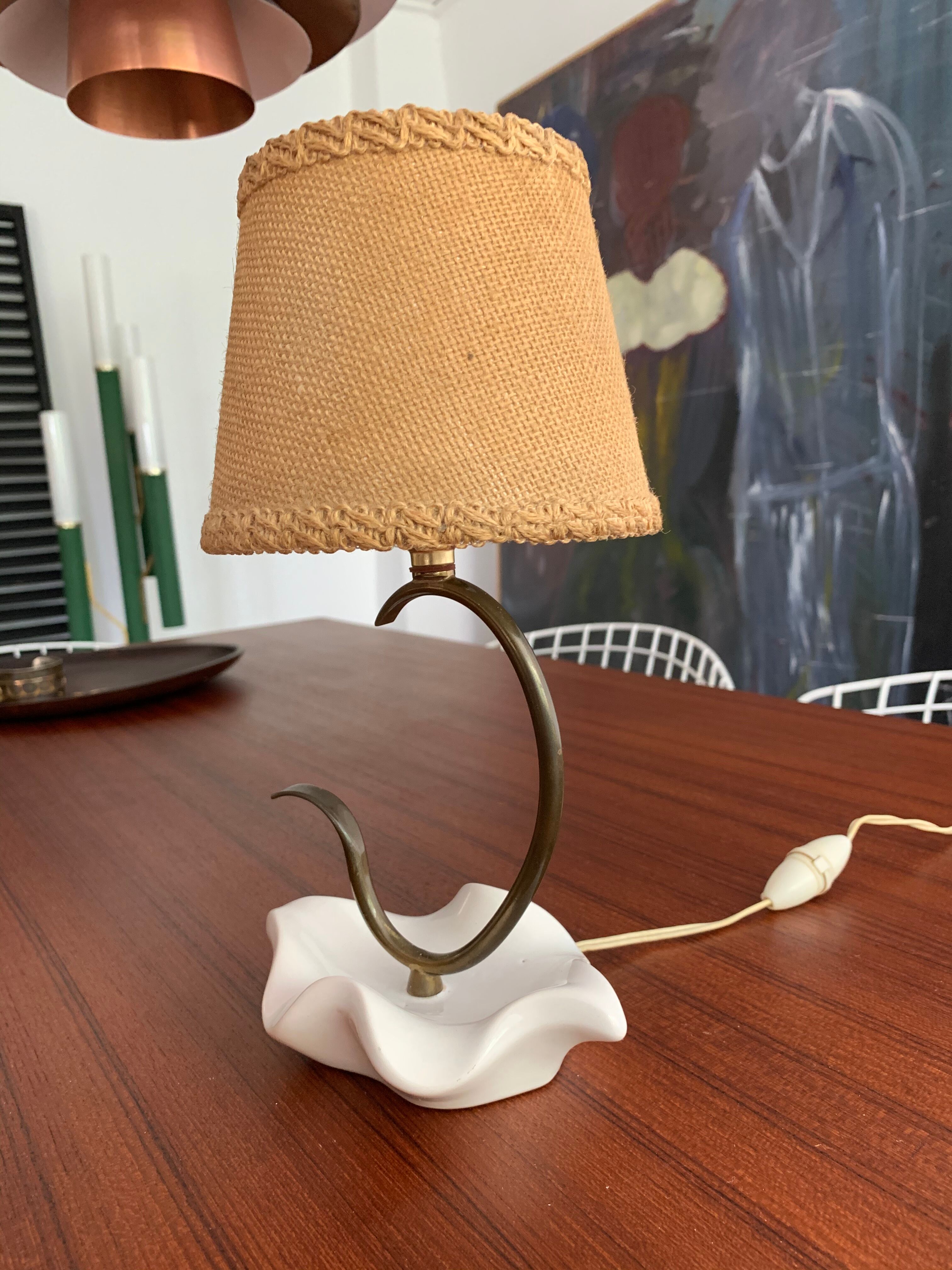 Ceramic lamp and vintage brass