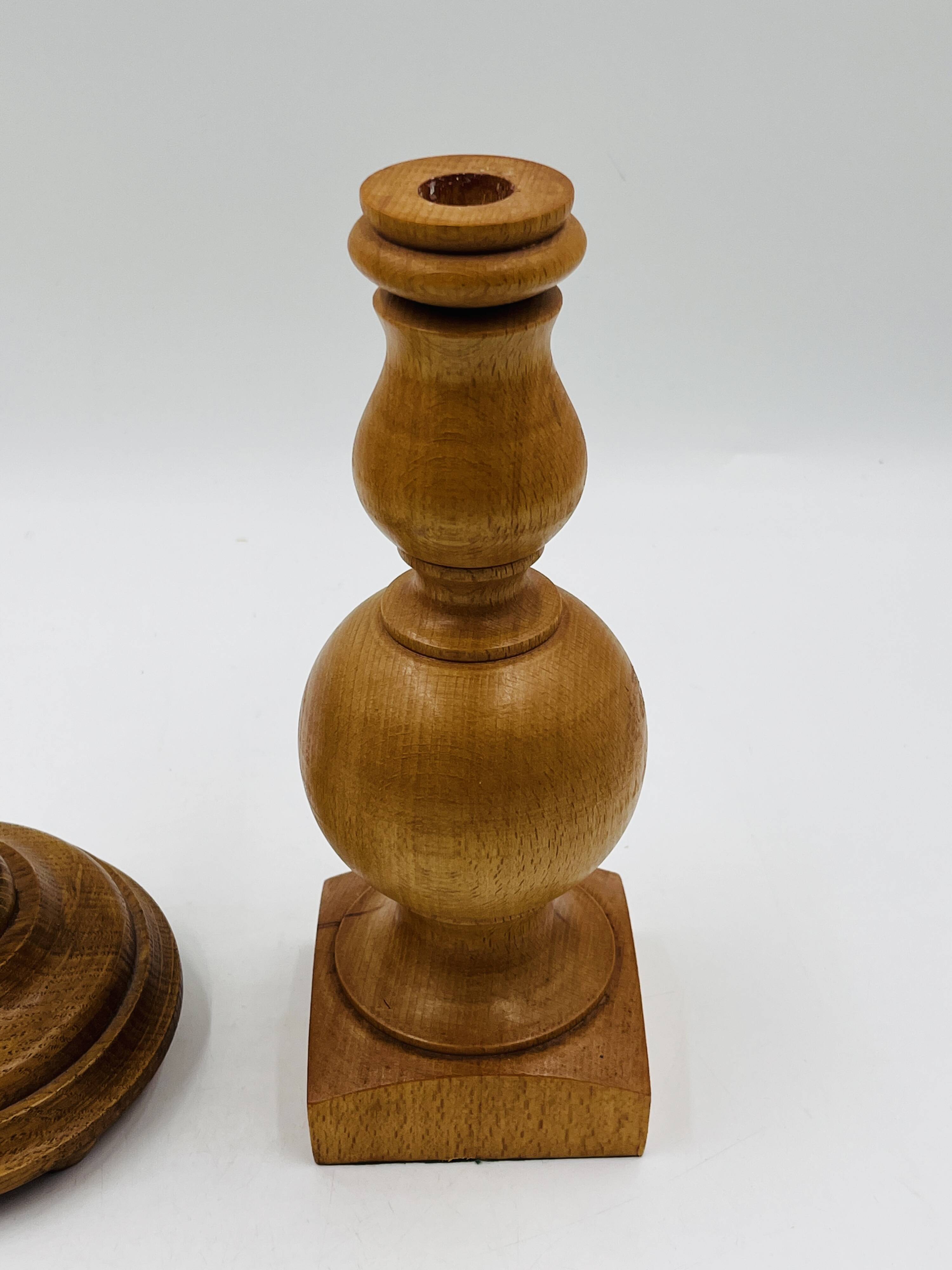 Pair of wooden candle holders