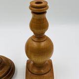Pair of wooden candle holders