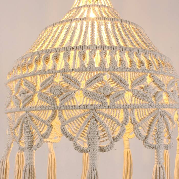 Macrame Pendant Light,Bohemian Hanging Lamp, Wicker Lamp,Light Fixture