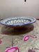 Moroccan dish in handcrafted sculpted ceramic, blue geometric patterns and
