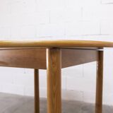 Danish ensemble transformable table 114 cm / 154 + 4 modernist chairs from the 1970s