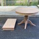 Renovated round extendable dining table with a central wooden leg, 110-210cm.