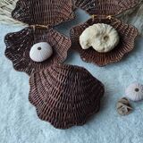 Vintage box in woven wicker shell shape