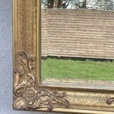 vintage beveled mirror in rectangular shape stucco and gilded wood in Louis XV baroque style