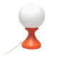Small 1970s orange tulip-shaped ball lamp on a stand