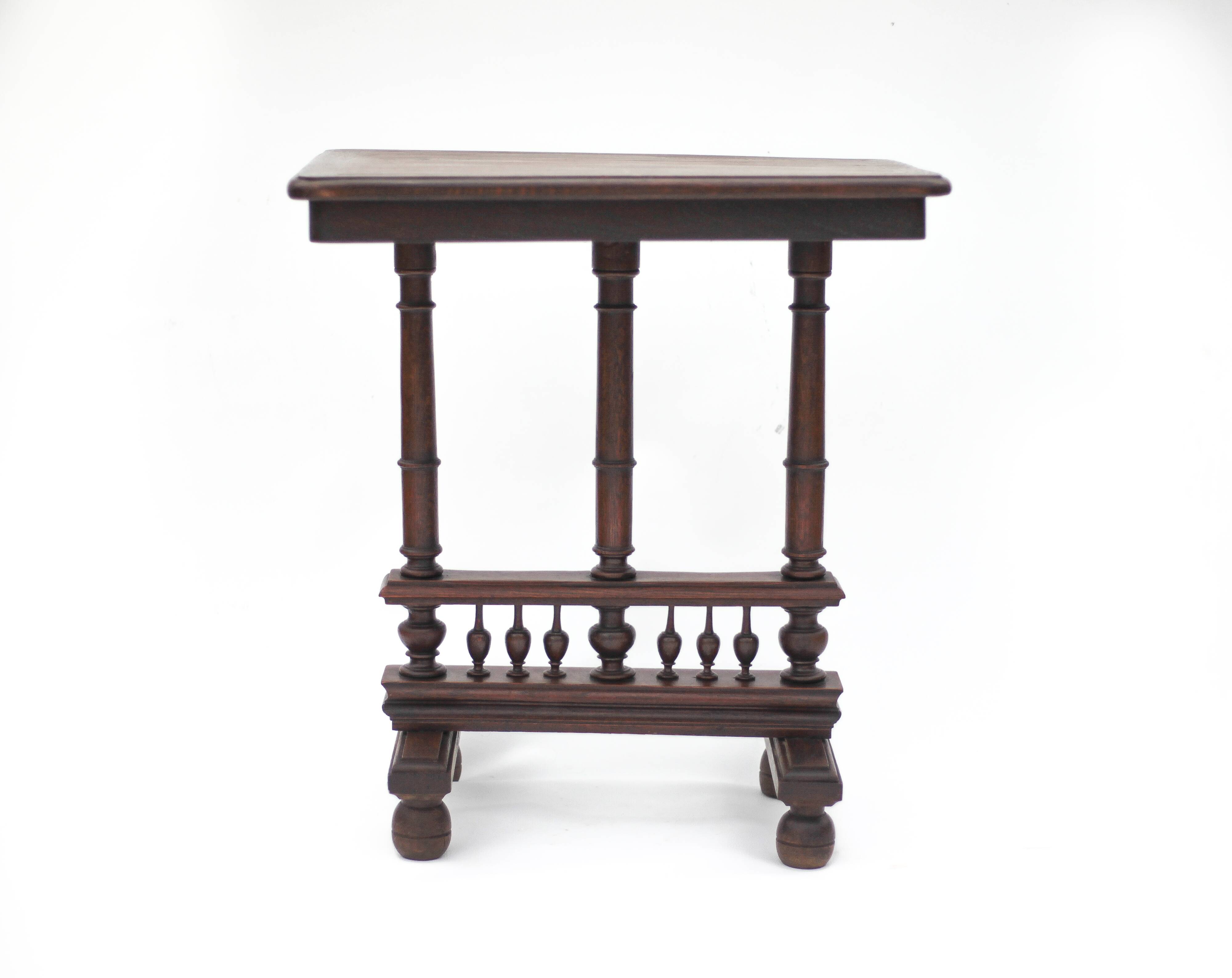 Renaissance-style wooden table or console, antique furniture, side table.