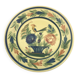 Antique earthenware plate hb henriot quimper floral and bird basket decor