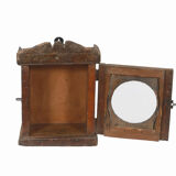 Little old wall showcase box has clock patina of origin india