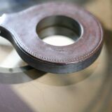 Lancel mirror, leather and wood, France 1960s