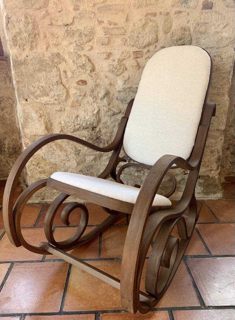 White terry fabric rocking chair