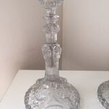 Antique pair of Portieux crystal candlesticks, 19th century