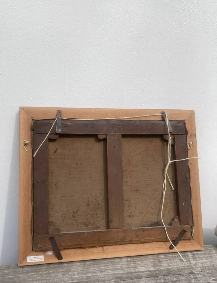 Knife-stamped painting of a mountain