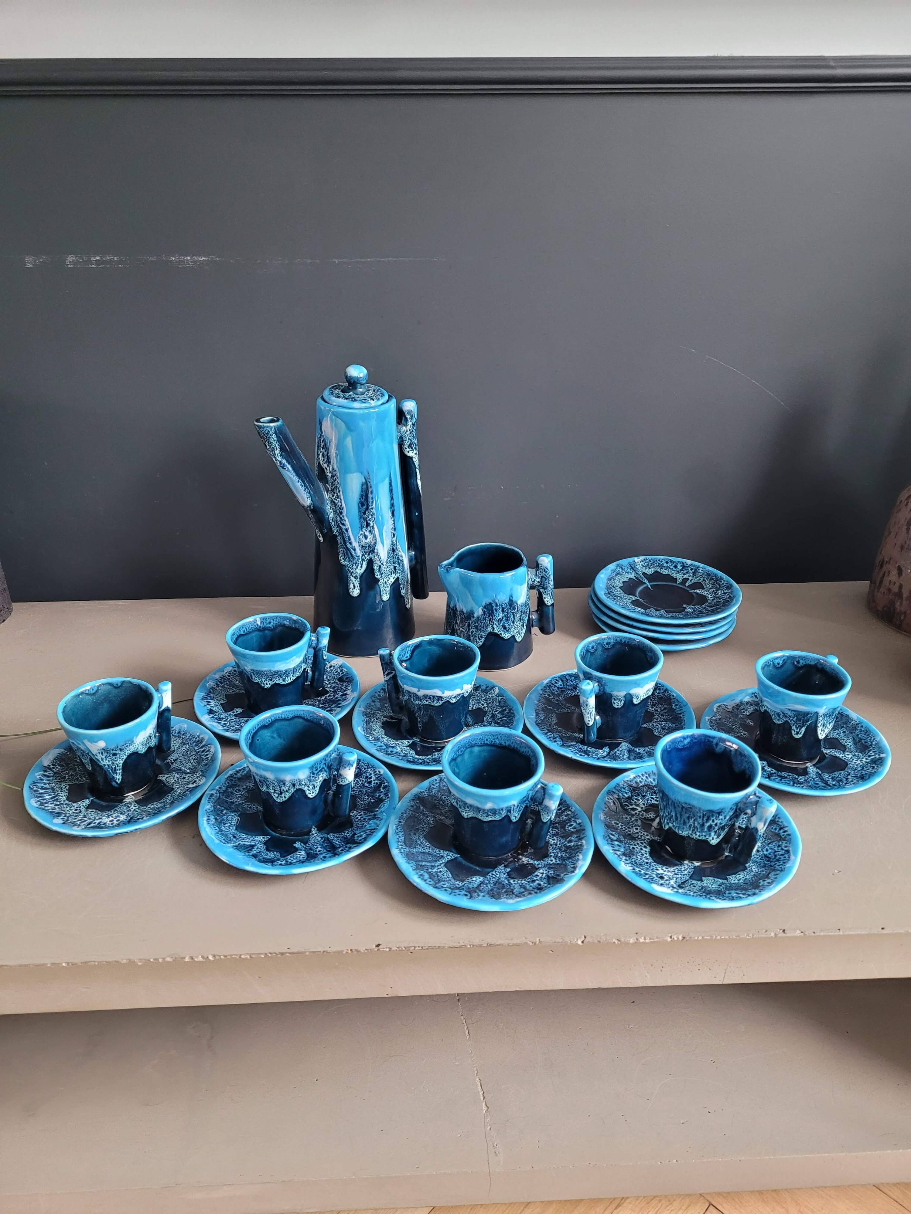 Vallauris blue coffee set - 22 pieces