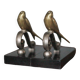 Vintage bookends, brass bird on black marble base, brass animals