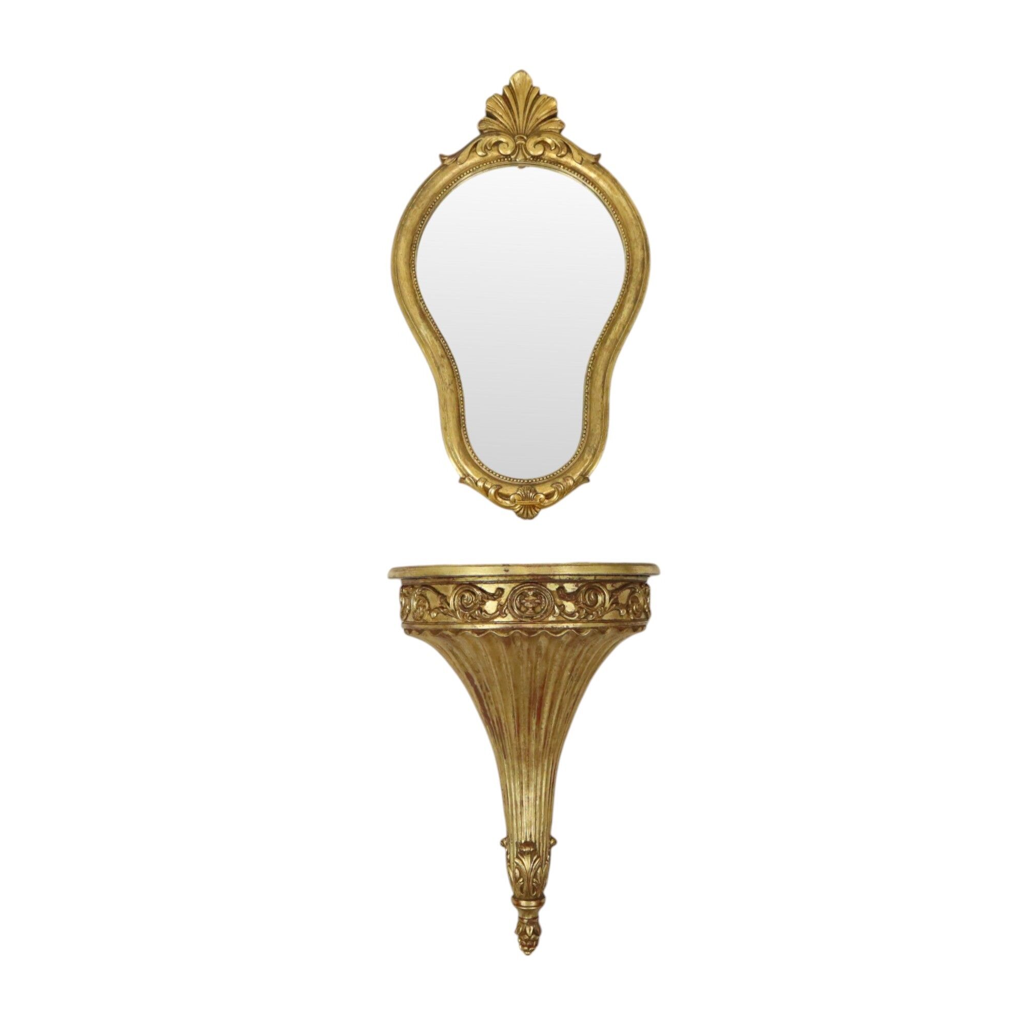 Gilded Baroque Style Mirror With Console Acanthus France