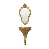 Gilded Baroque Style Mirror With Console Acanthus France