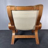 Fauteuil de salon suédois en cuir et bois courbé par Jan Bengstsson, années 1970