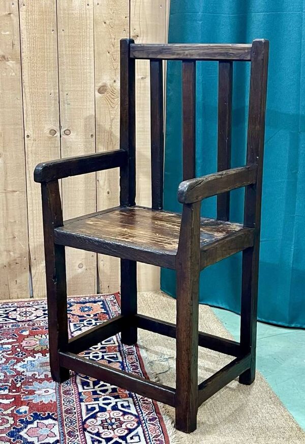 Banc de foyer breton XIXème en chêne, sapin et châtaignier