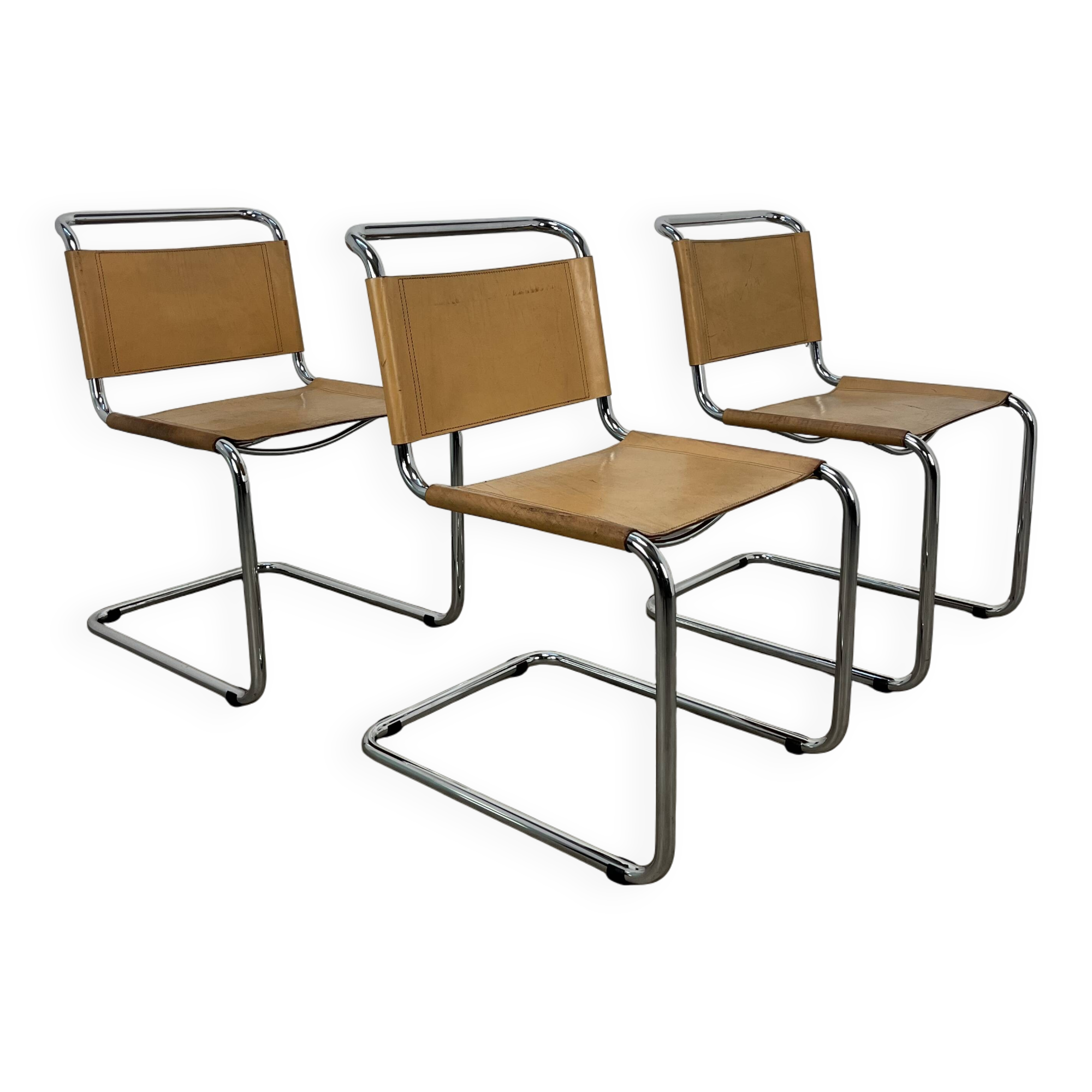 3 B33 Marcel Breuer chairs, 1980, leather
