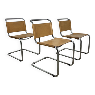 3 B33 Marcel Breuer chairs, 1980, leather