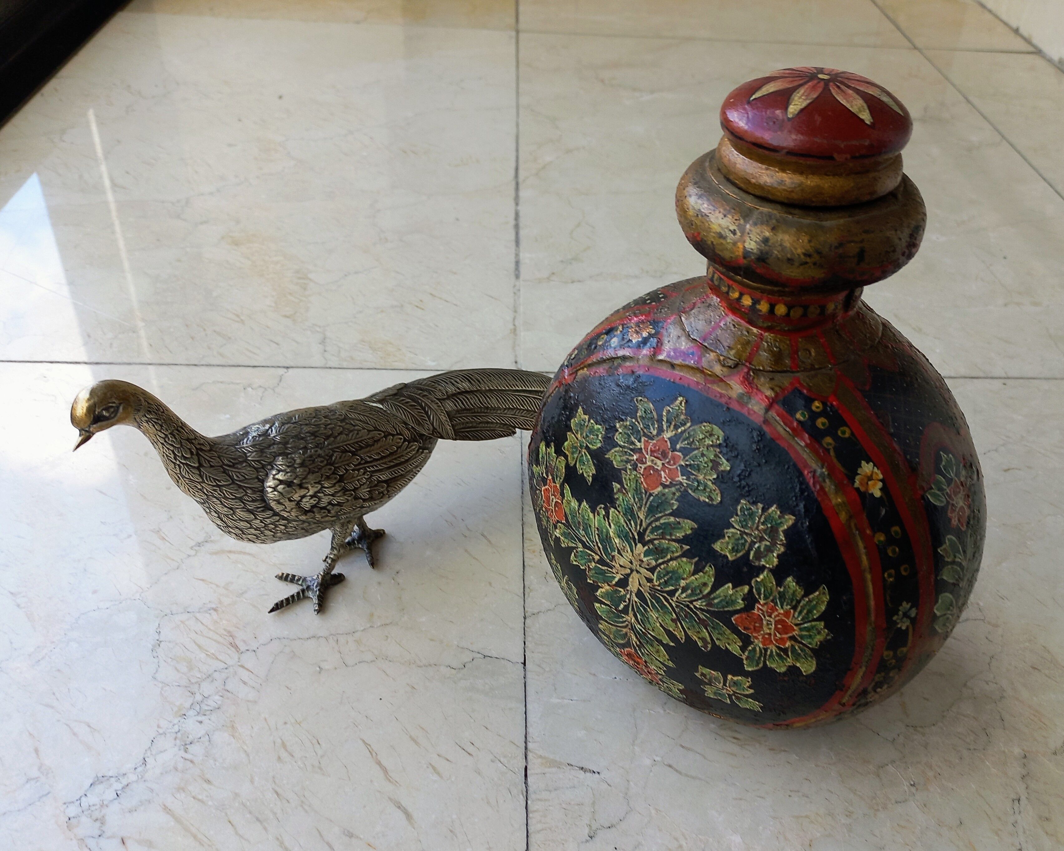 Handpainted metal Indian gourd