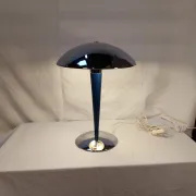 Vintage blue and chrome ocean liner lamp, double lighting, Collins 70s style.
