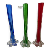 Trio of green blue red soliflores