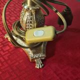 Antique Napoleonic bronze lamp, 3 very pretty tulips in glass paste, unsigned