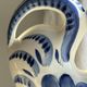 Vintage white ceramic carafe with blue Gjel-style decoration, USSR.
