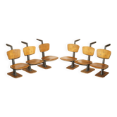 Six sièges de stade pliants vintage mid-century modern avec nouvelles bases