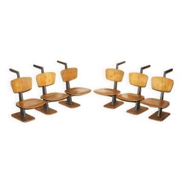 Six sièges de stade pliants vintage mid-century modern avec nouvelles bases