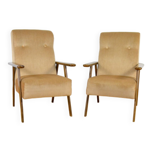 Paire de fauteuils pieds compas