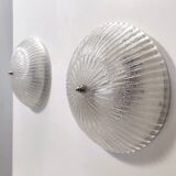 Pair of Round Murano Glass Ceiling Lights or Sconces, Italy