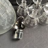 Port service – blown and engraved crystal – Art Deco