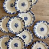 Set of 12 antique flat ironstone plates - Normandy -
